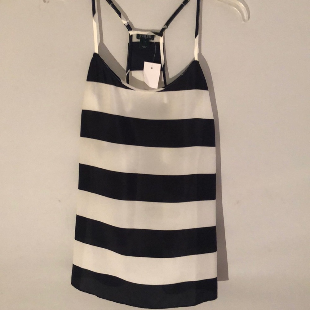 Jcrew tags attached navy blue and white tank